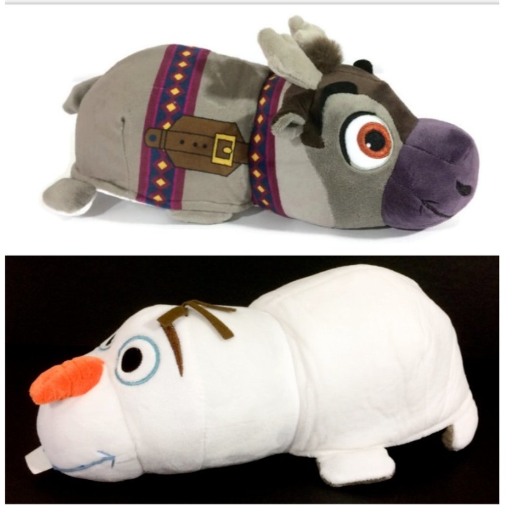 Disney Flipazoo Frozen Olaf Snowman Sven Reindeer Plush 14" Flip Stuffed Animal